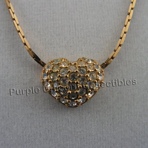 Vintage Swarovski Crystal Pave Heart Necklace - Picture 2 of 5